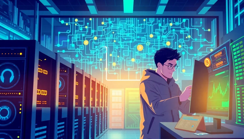 Visualize the complexities of Bitcoin mining with state-of-the-art mining rigs and blockchain data analytics.